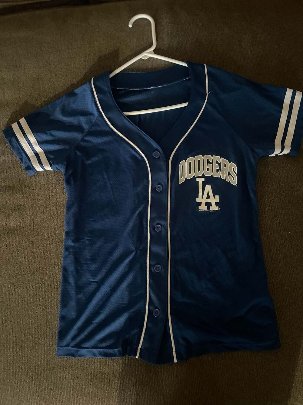 Campus Lifestyle Los Angeles Dodgers Women's Button-Down Mesh Baseball Jersey